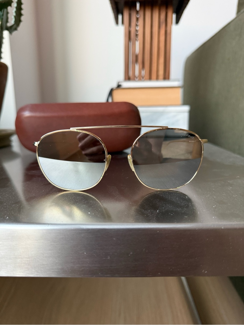 Illesteva Mykonos II Gold Frame Sunglasses with Gradient Lenses